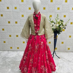 New Designer Lehenga Choli With Koti Ready To Wear Collection OC-210 Hot Pink