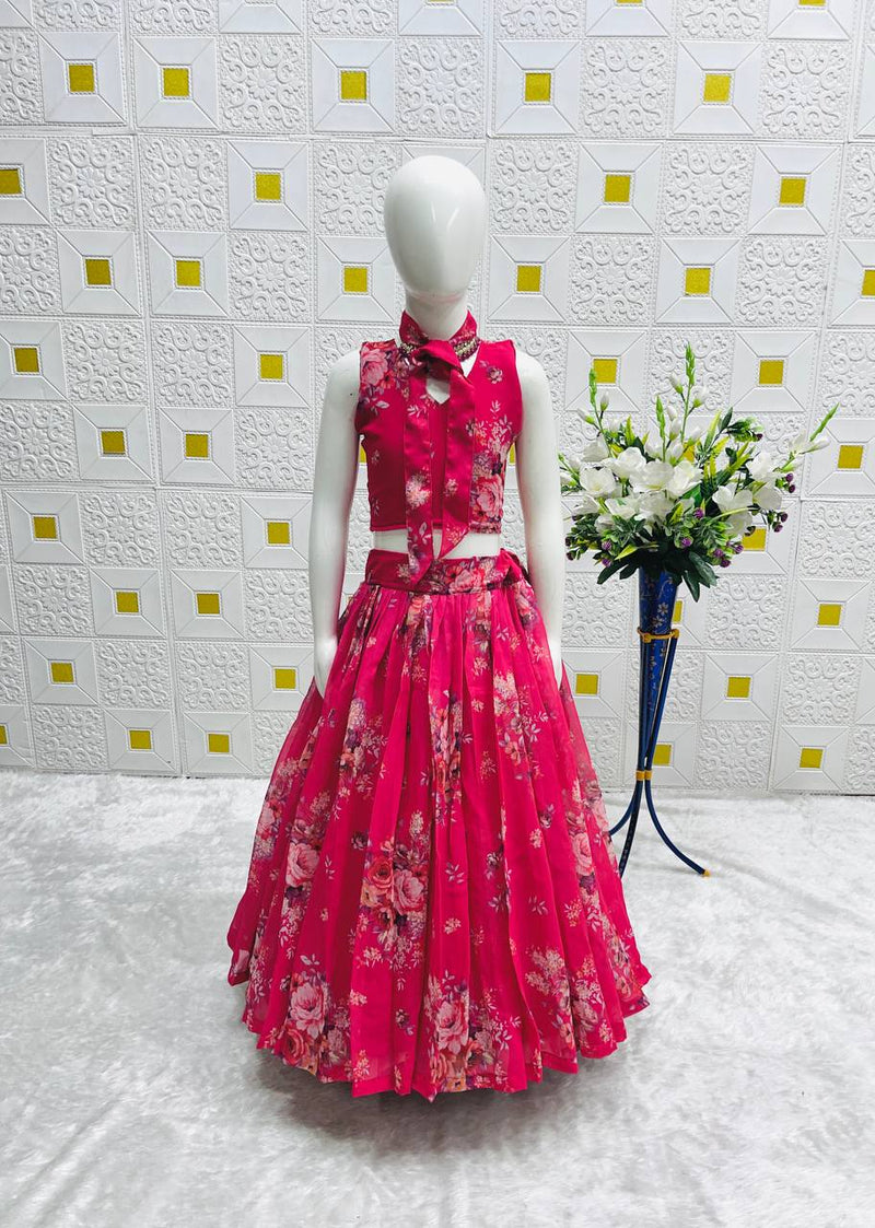 New Designer Lehenga Choli With Koti Ready To Wear Collection OC-210 Hot Pink