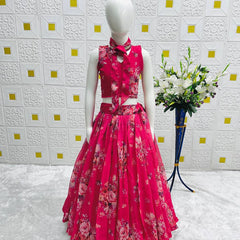 New Designer Lehenga Choli With Koti Ready To Wear Collection OC-210 Hot Pink