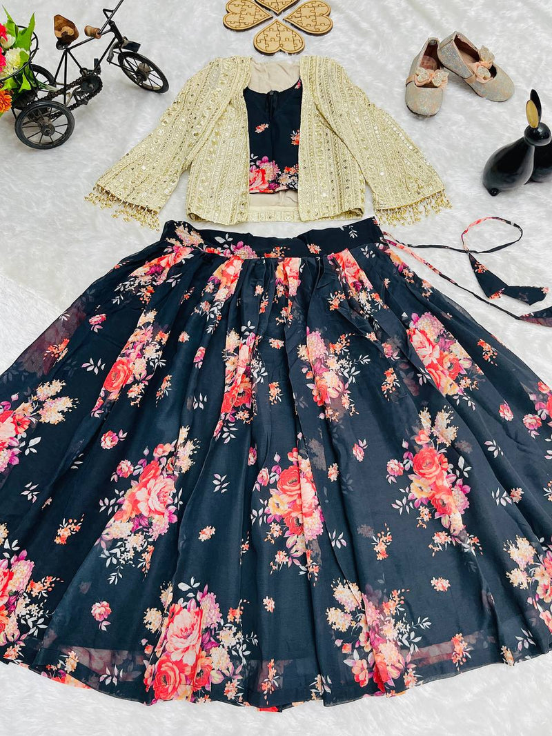 New Designer Lehenga Choli With Koti Ready To Wear Collection OC-210 Black