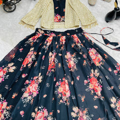 New Designer Lehenga Choli With Koti Ready To Wear Collection OC-210 Black