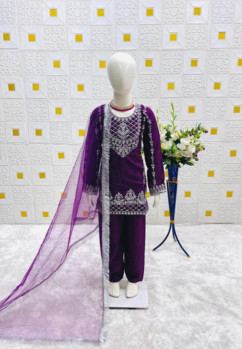 TRENDING TOP WITH BOTTOM AND DUPATTA SET READY TO WEAR COLLECTION OC-214 purple Grape