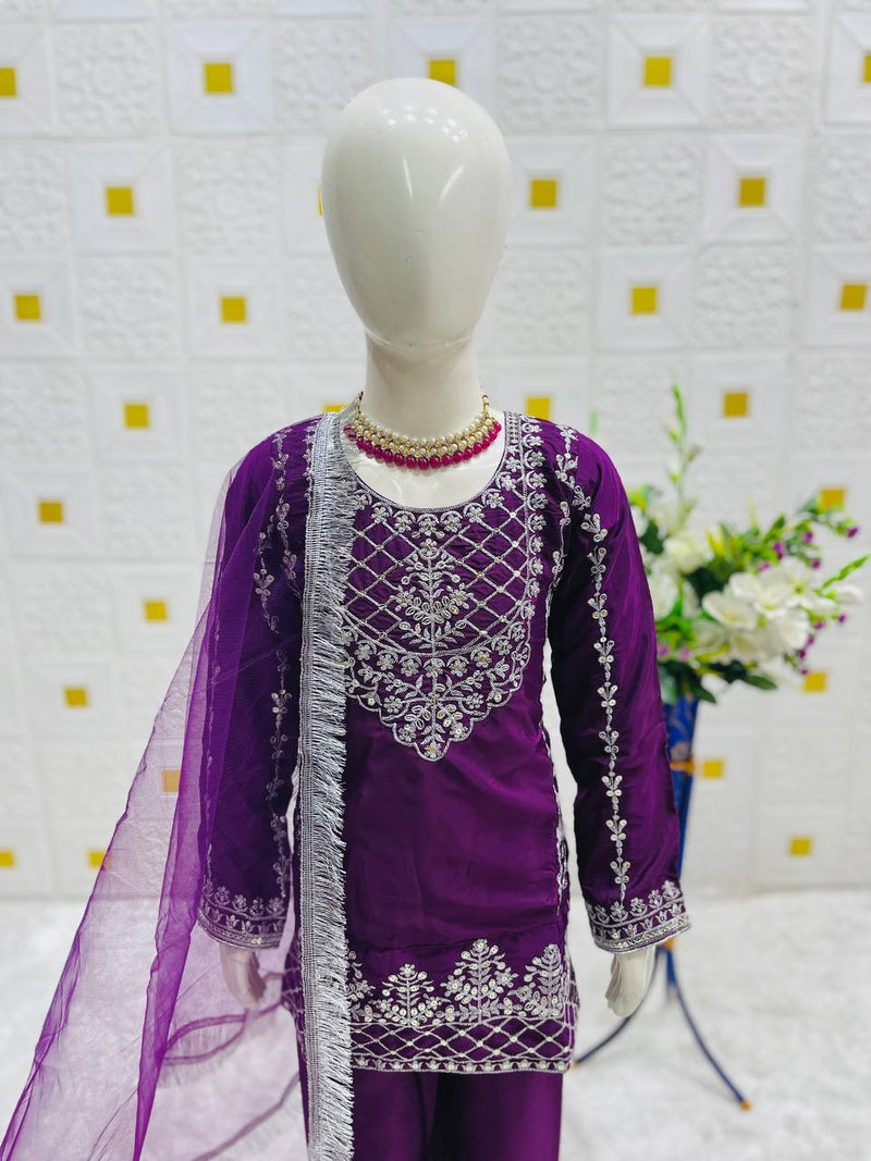 TRENDING TOP WITH BOTTOM AND DUPATTA SET READY TO WEAR COLLECTION OC-214 purple Grape