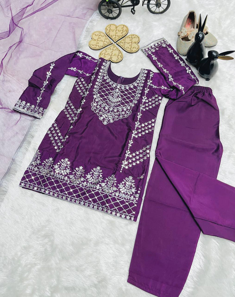 TRENDING TOP WITH BOTTOM AND DUPATTA SET READY TO WEAR COLLECTION OC-214 purple Grape