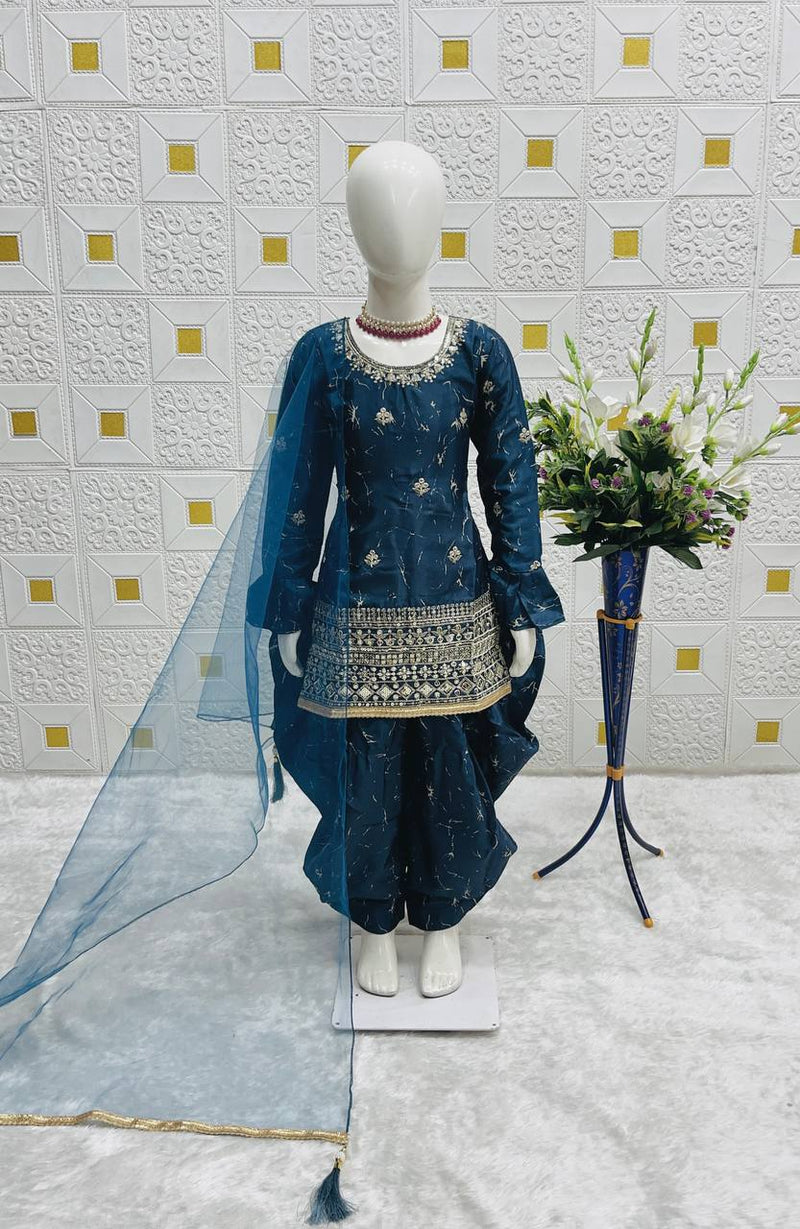 TOP WITH DHOTI SALWARR AND DUPATTAA FULL STTICHED OC-506 Blue