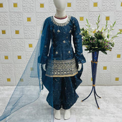 TOP WITH DHOTI SALWARR AND DUPATTAA FULL STTICHED OC-506 Blue