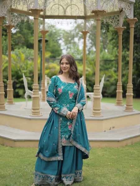 SIYA'S PREMIUM DESIGNER READYMADE KURTI-PLAZOO-DUPATTA ka-1125