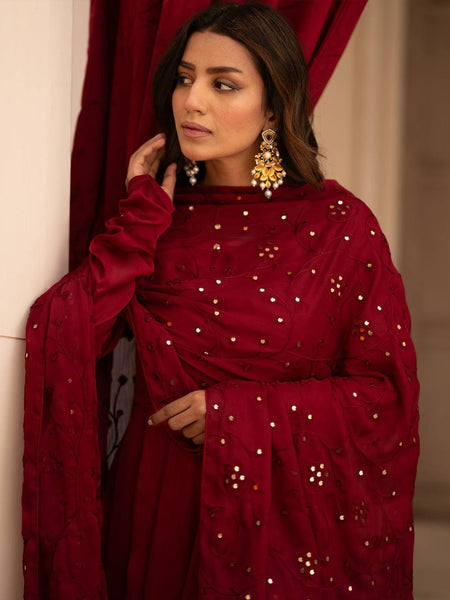 PREMIUM READYMADE BLACK & RED SUIT SET TD-6008