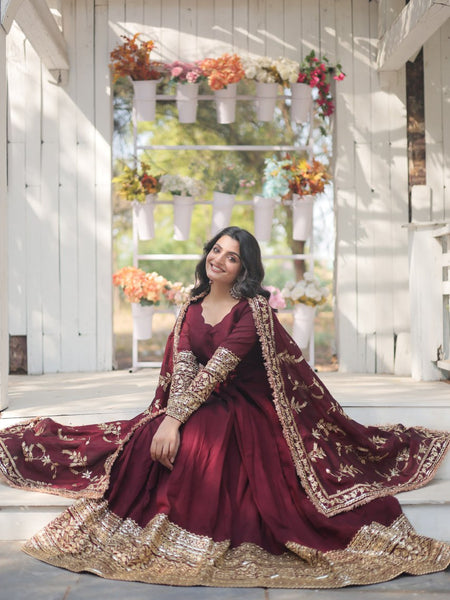 RADIANT DARK MAROON SUIT SET 142