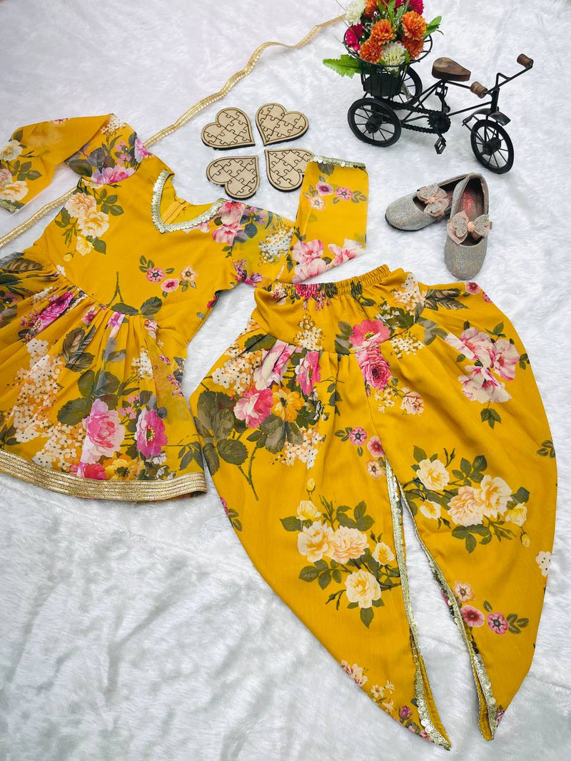 New Designer Heavy Fox Georgette Dhoti Salwarr Suit OC-160 Yellow Master