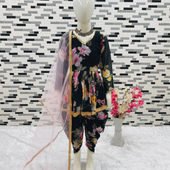 New Designer Heavy Fox Georgette Dhoti Salwarr Suit OC-160 Black