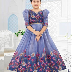 New Designer Taby Silk Organzaa Gownn With Digital Print work OC-202