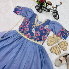 New Designer Taby Silk Organzaa Gownn With Digital Print work OC-202