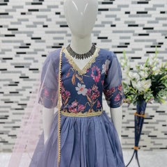 New Designer Taby Silk Organzaa Gownn With Digital Print work OC-202