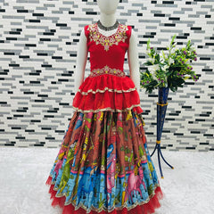 NEW DESIGNER KEDIYA STYLE LAHENGAA SET FULLY STTICHED OC-189