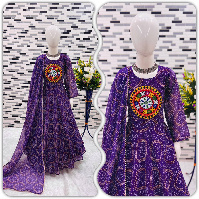 Heavy Fox Georgette Gownn With Digital Print work With Gamthi work OC-182