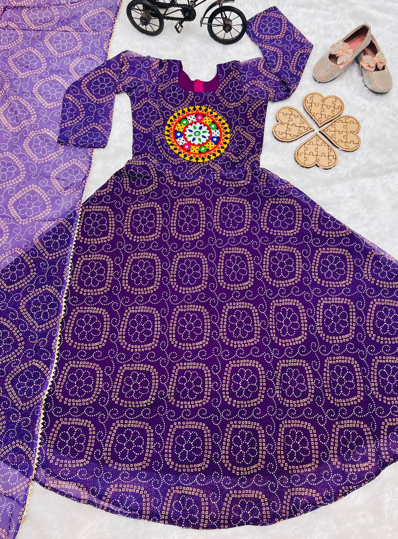 Heavy Fox Georgette Gownn With Digital Print work With Gamthi work OC-182