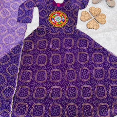 Heavy Fox Georgette Gownn With Digital Print work With Gamthi work OC-182