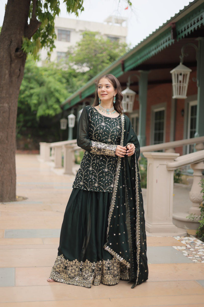 Avni's Designer Readymade Kurti Plazoo Dupatta Set-TD-159