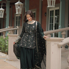 Avni's Designer Readymade Kurti Plazoo Dupatta Set-TD-159