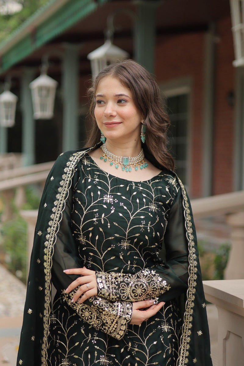 Avni's Designer Readymade Kurti Plazoo Dupatta Set-TD-159