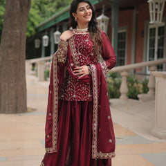 Avni's Designer Readymade Kurti Plazoo Dupatta Set-TD-159