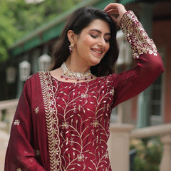 Avni's Designer Readymade Kurti Plazoo Dupatta Set-TD-159