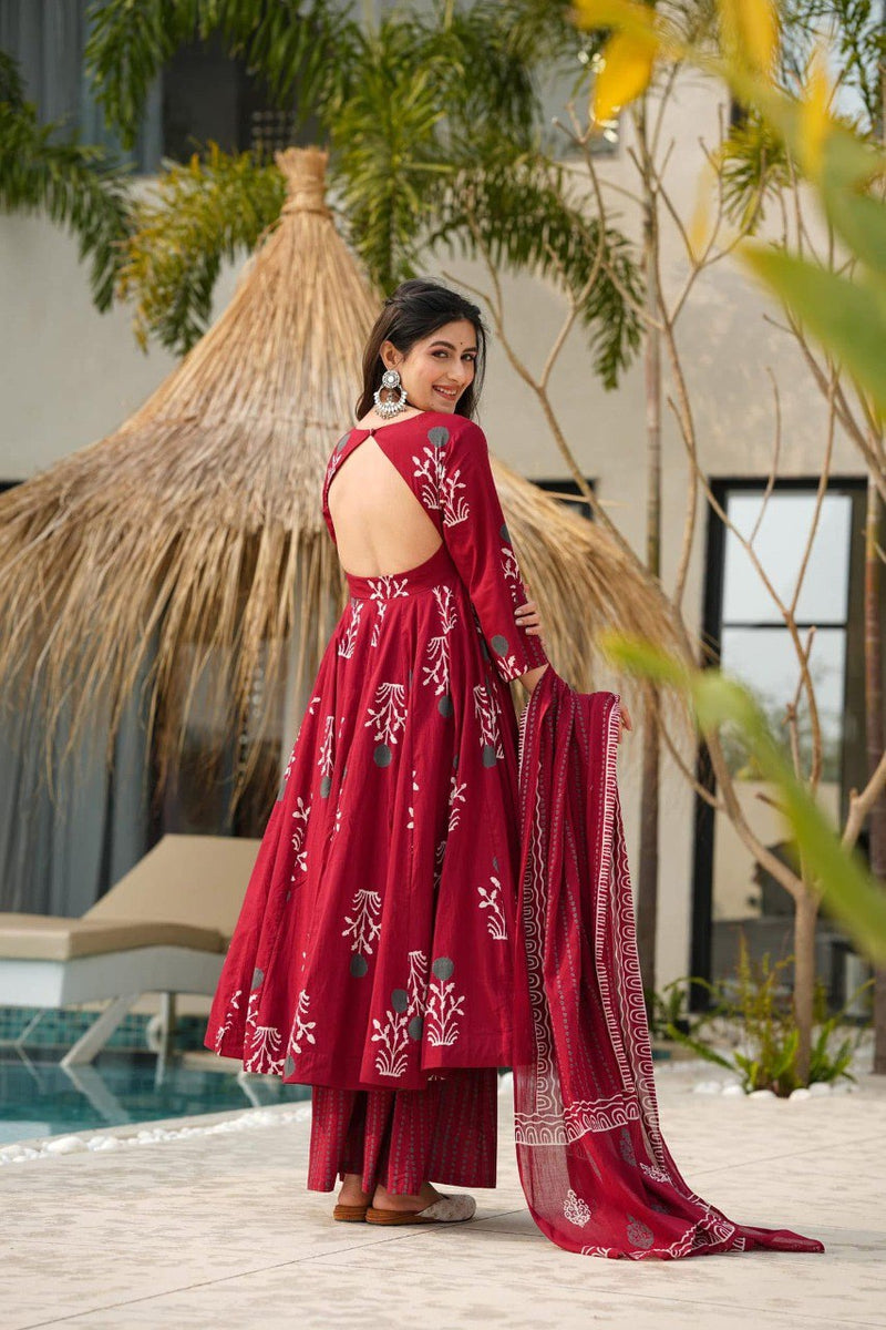 Pavitra's Pure Cotton Anarkali Suit Set