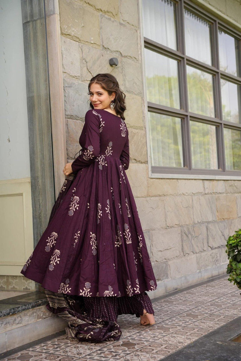 Etisha Pure Cotton Anarkali Suit Set