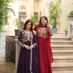 Payal's Blooming Gown With Sequins-Multi Embroidered Work L9195