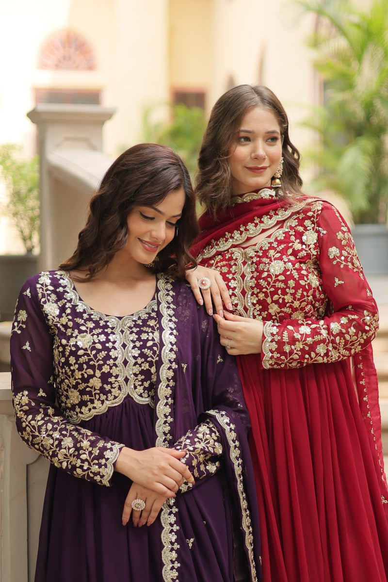 Payal's Blooming Gown With Sequins-Multi Embroidered Work L9195