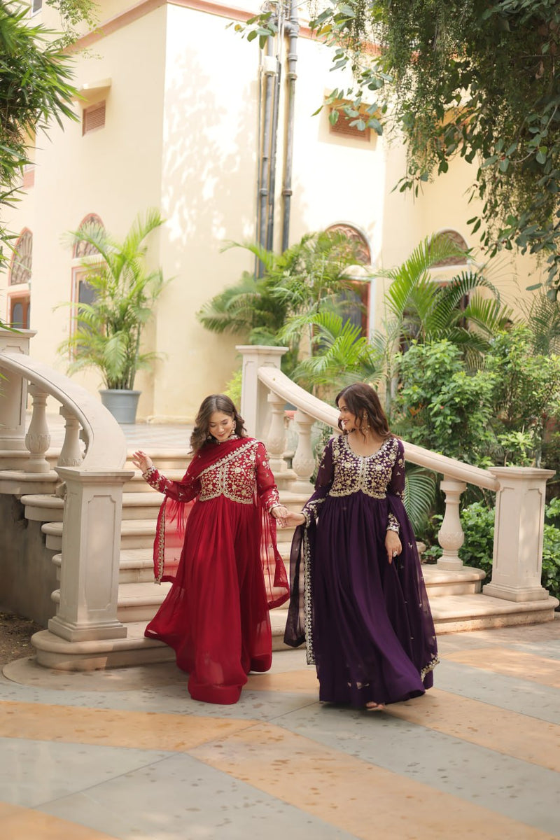 Payal's Blooming Gown With Sequins-Multi Embroidered Work L9195