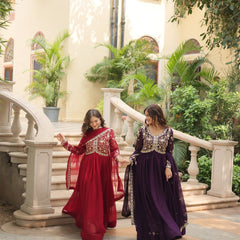 Payal's Blooming Gown With Sequins-Multi Embroidered Work L9195