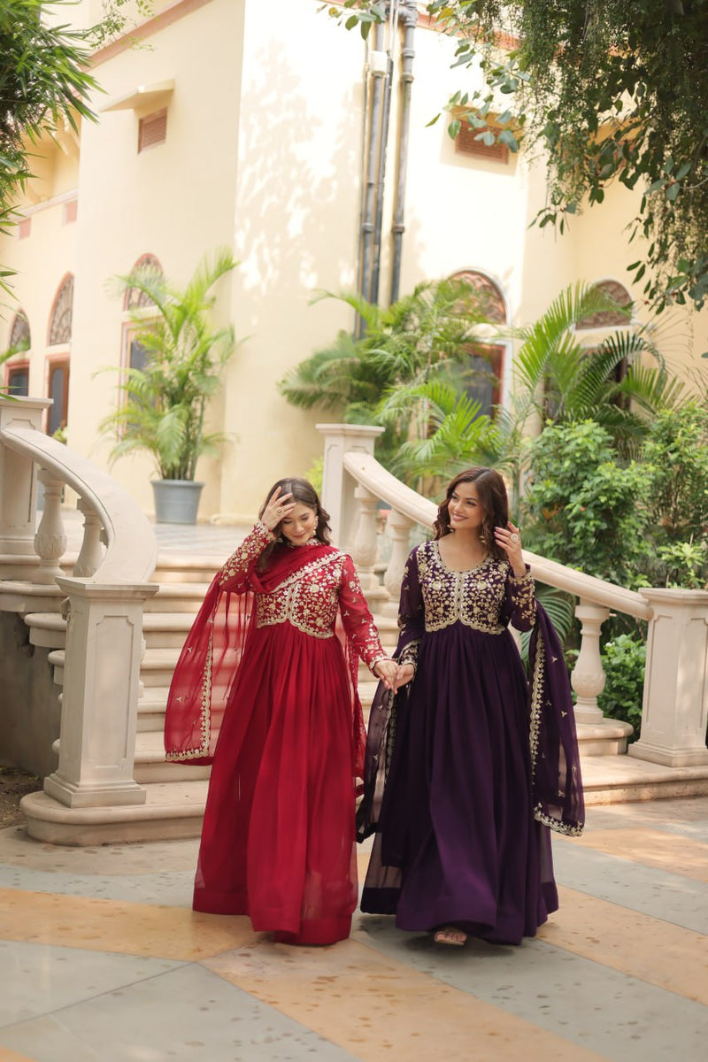 Payal's Blooming Gown With Sequins-Multi Embroidered Work L9195