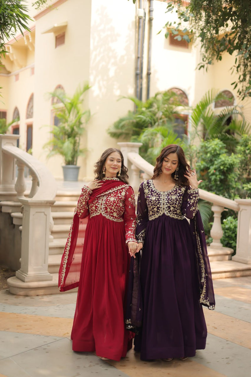 Payal's Blooming Gown With Sequins-Multi Embroidered Work L9195