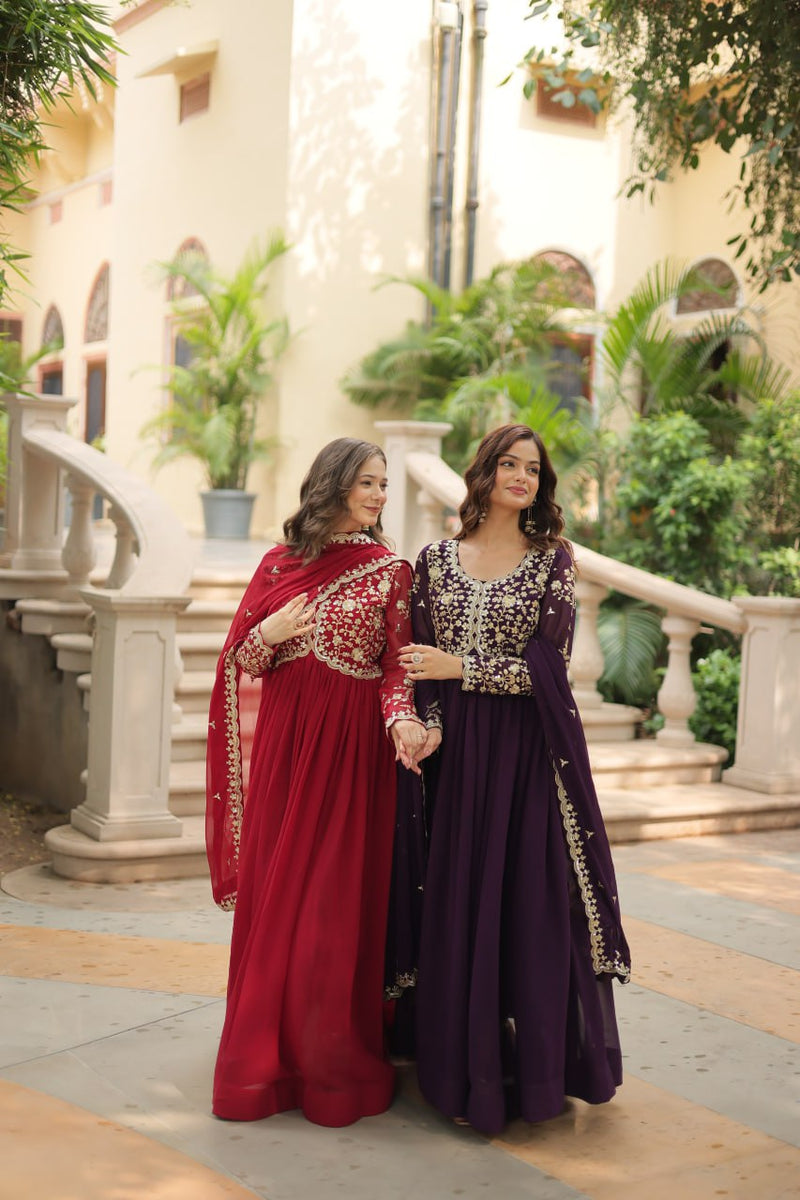 Payal's Blooming Gown With Sequins-Multi Embroidered Work L9195