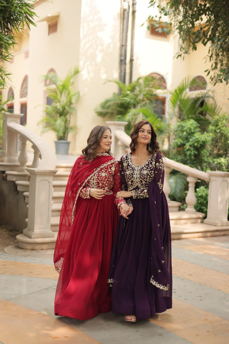 Payal's Blooming Gown With Sequins-Multi Embroidered Work L9195