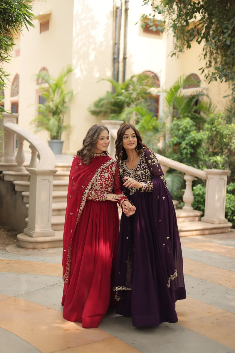 Payal's Blooming Gown With Sequins-Multi Embroidered Work L9195