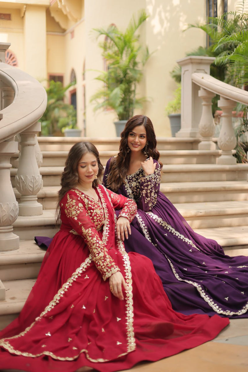 Payal's Blooming Gown With Sequins-Multi Embroidered Work L9195