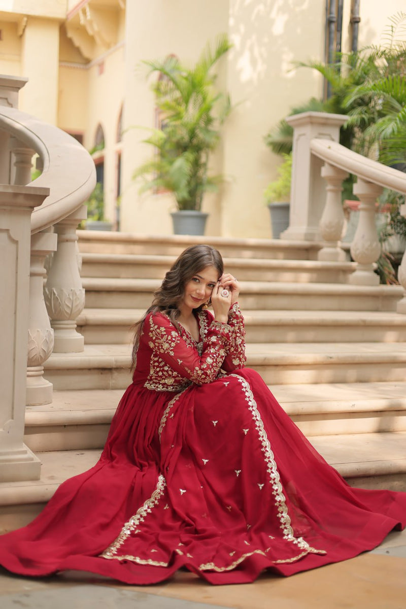 Payal's Blooming Gown With Sequins-Multi Embroidered Work L9195