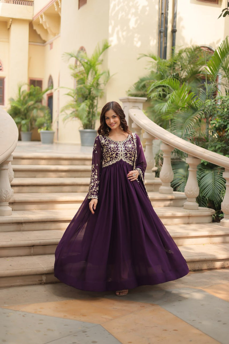 Payal's Blooming Gown With Sequins-Multi Embroidered Work L9195