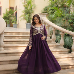 Payal's Blooming Gown With Sequins-Multi Embroidered Work L9195