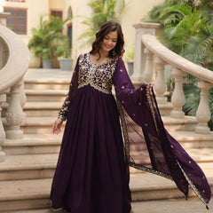 Payal's Blooming Gown With Sequins-Multi Embroidered Work L9195