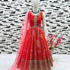 New Designer Heavy Fox Georgette Embroidered Siqunce Work Gownn OC-159