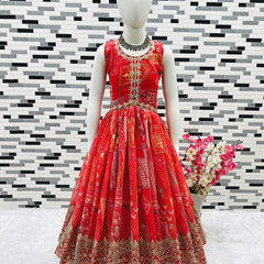 New Designer Heavy Fox Georgette Embroidered Siqunce Work Gownn OC-159