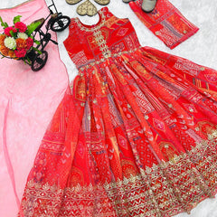 New Designer Heavy Fox Georgette Embroidered Siqunce Work Gownn OC-159