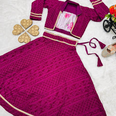 New Designer Heavy Fox Georgette Embroidery chain work Kotii Lahenga Choli OC-161