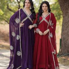 SHIWANI PREMIUM READYMADE ALIA CUT GOWN WITH DUPATTA SET  KA-1107