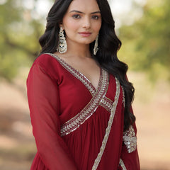 SHIWANI PREMIUM READYMADE ALIA CUT GOWN WITH DUPATTA SET  KA-1107