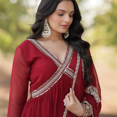 SHIWANI PREMIUM READYMADE ALIA CUT GOWN WITH DUPATTA SET  KA-1107